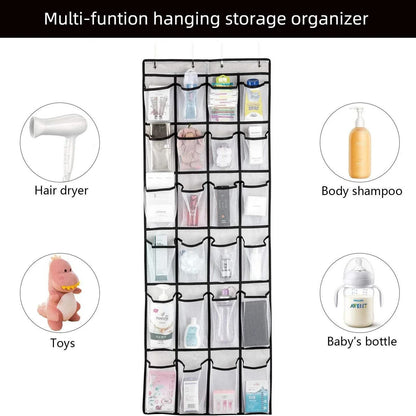 Over the Door Hanging Shoe Organizer with 24 Large Mesh Pockets