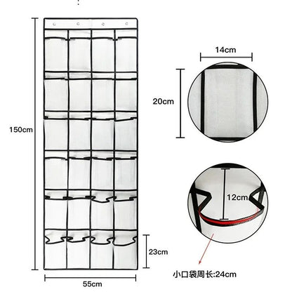 Over the Door Hanging Shoe Organizer with 24 Large Mesh Pockets
