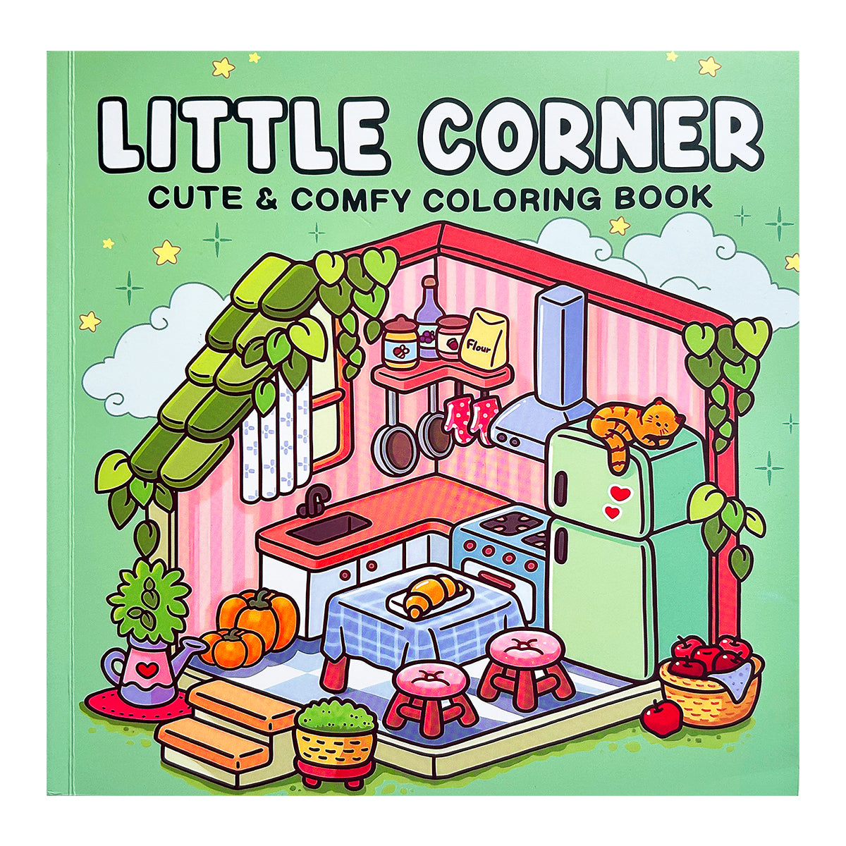 Cozy Home Coloring Book for Kids and Adults, Relaxing Art Therapy with Cute Little Corner Shop Drawings