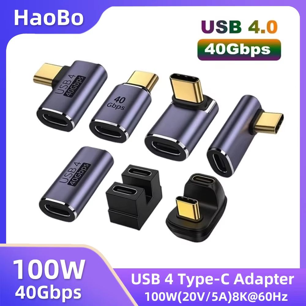 USB4.0 40Gbps 90° Type-C Adapter – 100W Fast Charging & Data Converter for MacBook