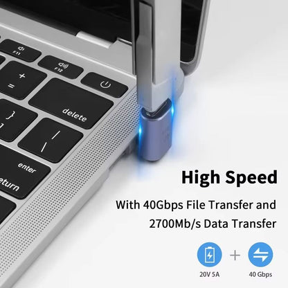 USB4.0 40Gbps 90° Type-C Adapter – 100W Fast Charging & Data Converter for MacBook
