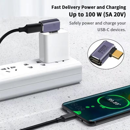USB4.0 40Gbps 90° Type-C Adapter – 100W Fast Charging & Data Converter for MacBook