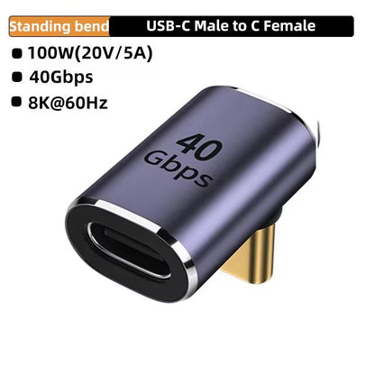 USB4.0 40Gbps 90° Type-C Adapter – 100W Fast Charging & Data Converter for MacBook