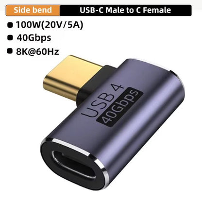 USB4.0 40Gbps 90° Type-C Adapter – 100W Fast Charging & Data Converter for MacBook