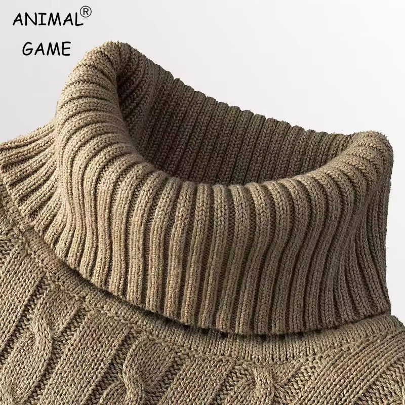 Men's Turtleneck Sweater – Casual Rollneck Knitted Wool Jumper for Warmth