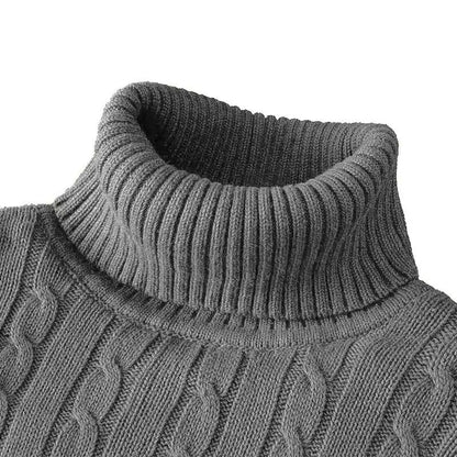 Men's Turtleneck Sweater – Casual Rollneck Knitted Wool Jumper for Warmth