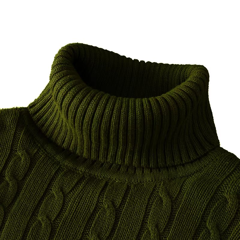 Men's Turtleneck Sweater – Casual Rollneck Knitted Wool Jumper for Warmth
