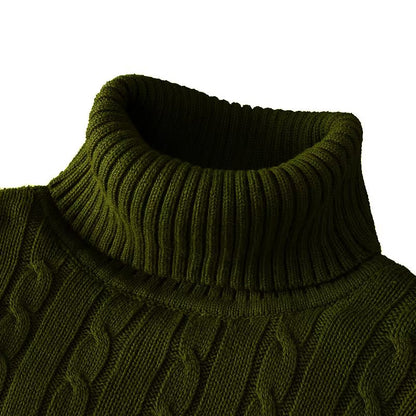 Men's Turtleneck Sweater – Casual Rollneck Knitted Wool Jumper for Warmth