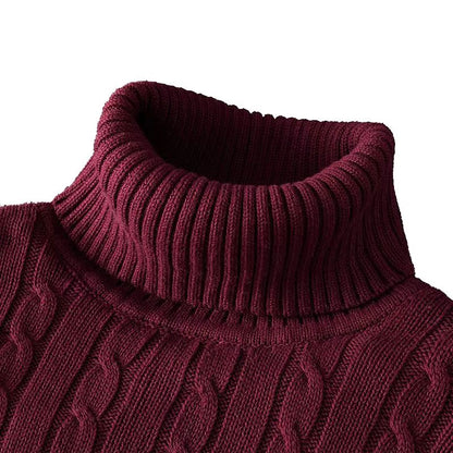 Men's Turtleneck Sweater – Casual Rollneck Knitted Wool Jumper for Warmth