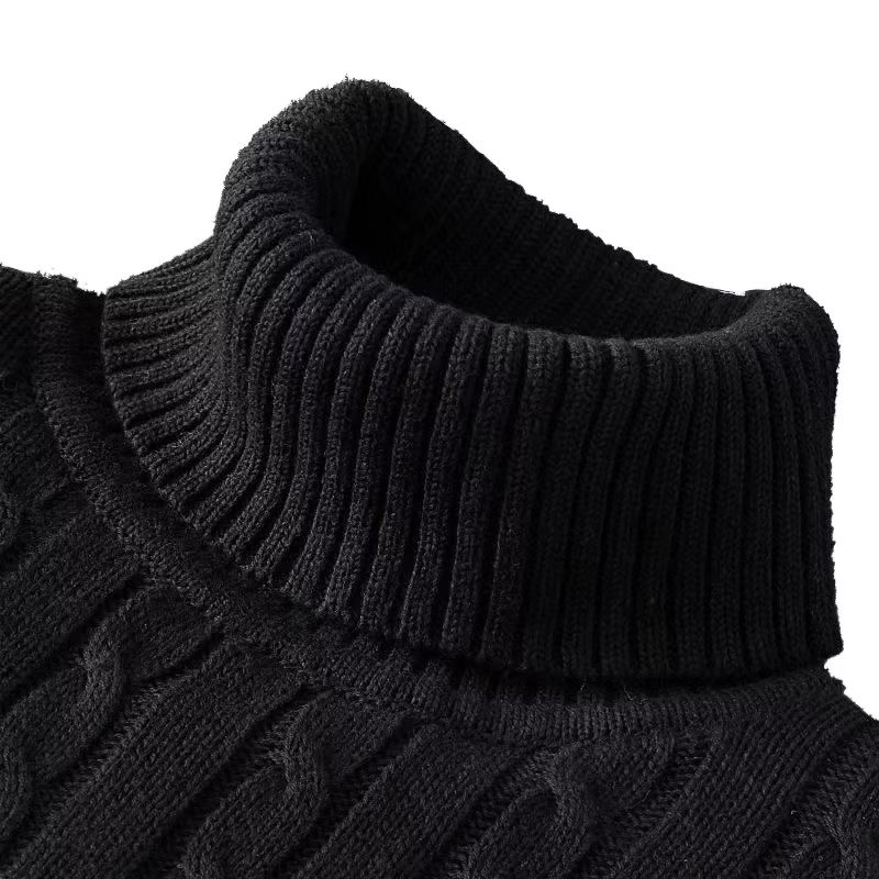 Men's Turtleneck Sweater – Casual Rollneck Knitted Wool Jumper for Warmth