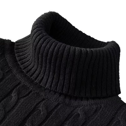 Men's Turtleneck Sweater – Casual Rollneck Knitted Wool Jumper for Warmth