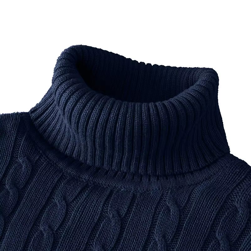 Men's Turtleneck Sweater – Casual Rollneck Knitted Wool Jumper for Warmth