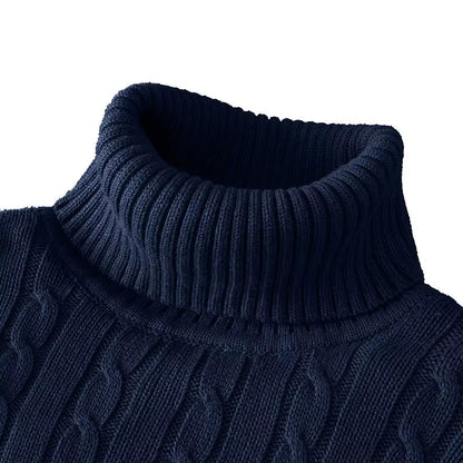 Men's Turtleneck Sweater – Casual Rollneck Knitted Wool Jumper for Warmth