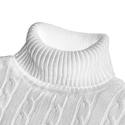 Men's Turtleneck Sweater – Casual Rollneck Knitted Wool Jumper for Warmth