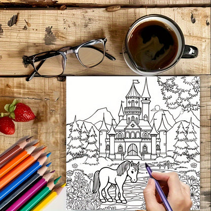 Artistry Floral Castle Coloring Book, for Stress Reduction and Soothing Stress Relief, A Creative Colouring Gift