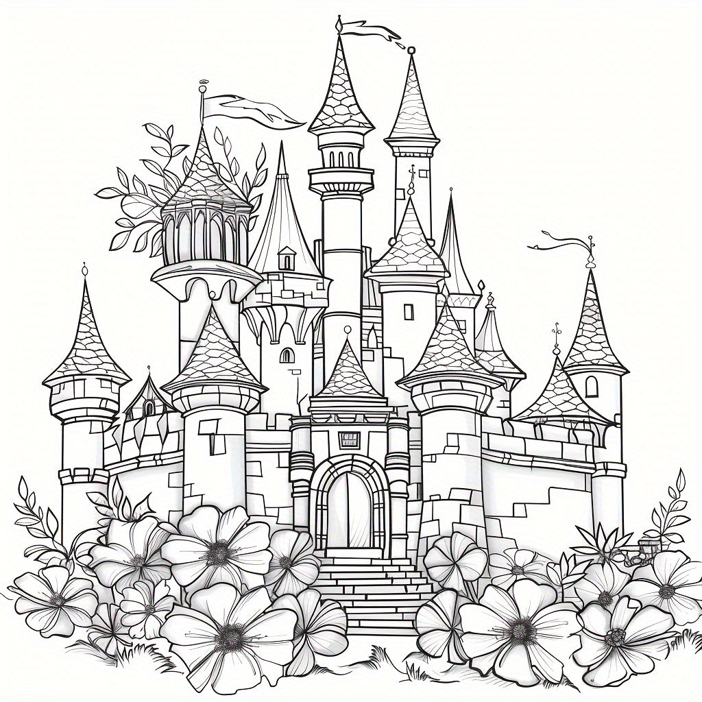 Artistry Floral Castle Coloring Book, for Stress Reduction and Soothing Stress Relief, A Creative Colouring Gift