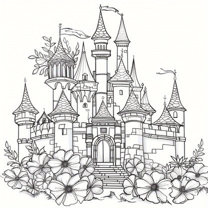 Artistry Floral Castle Coloring Book, for Stress Reduction and Soothing Stress Relief, A Creative Colouring Gift