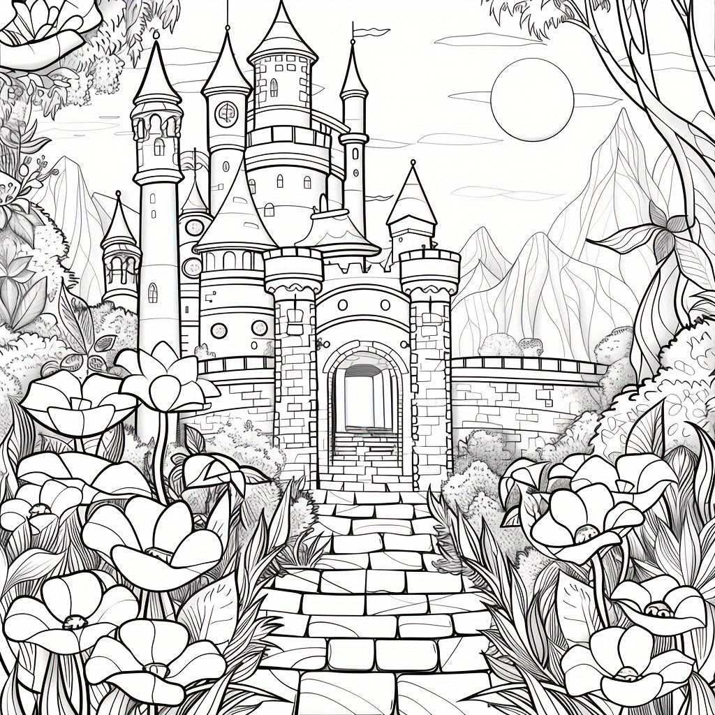 Artistry Floral Castle Coloring Book, for Stress Reduction and Soothing Stress Relief, A Creative Colouring Gift
