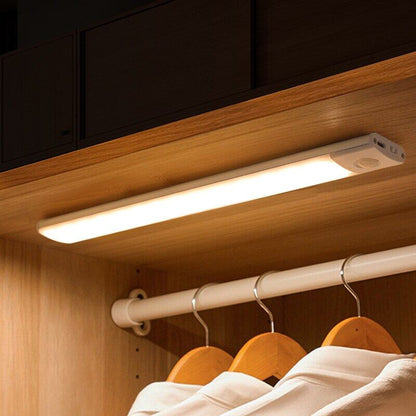 USB Rechargeable LED Bar Light, with Motion Sensor, for Kitchen Cabinet, Wardrobe, and Closet Lighting