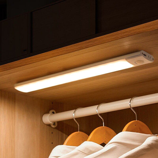 USB Rechargeable LED Bar Light, with Motion Sensor, for Kitchen Cabinet, Wardrobe, and Closet Lighting