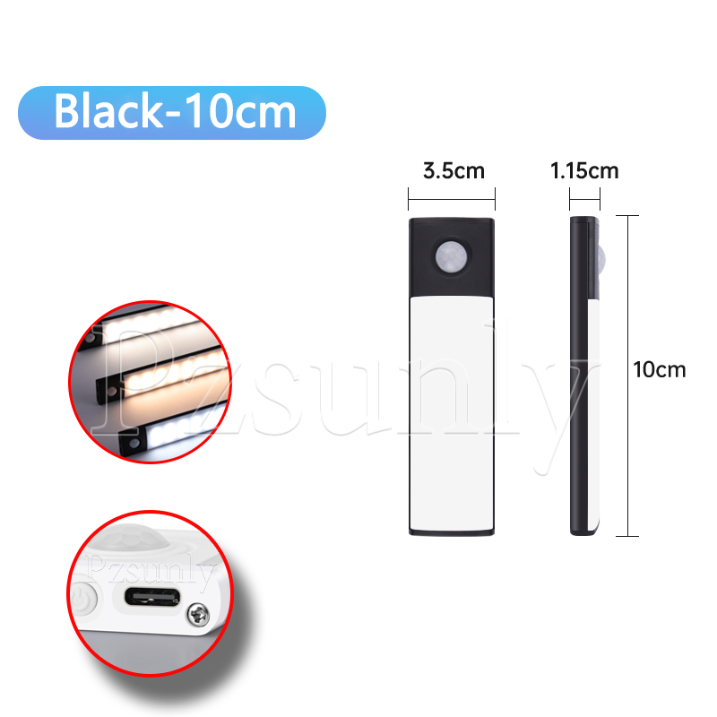 USB Rechargeable LED Bar Light, with Motion Sensor, for Kitchen Cabinet, Wardrobe, and Closet Lighting