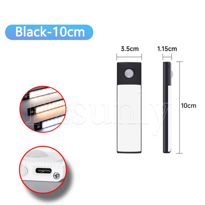 USB Rechargeable LED Bar Light, with Motion Sensor, for Kitchen Cabinet, Wardrobe, and Closet Lighting