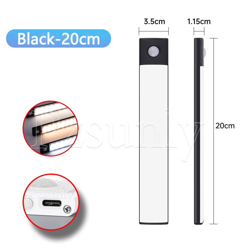 USB Rechargeable LED Bar Light, with Motion Sensor, for Kitchen Cabinet, Wardrobe, and Closet Lighting
