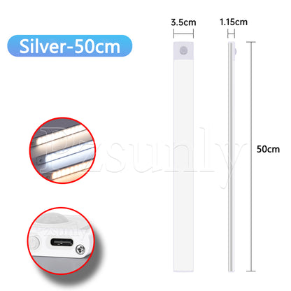 USB Rechargeable LED Bar Light, with Motion Sensor, for Kitchen Cabinet, Wardrobe, and Closet Lighting