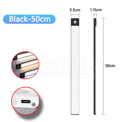 USB Rechargeable LED Bar Light, with Motion Sensor, for Kitchen Cabinet, Wardrobe, and Closet Lighting