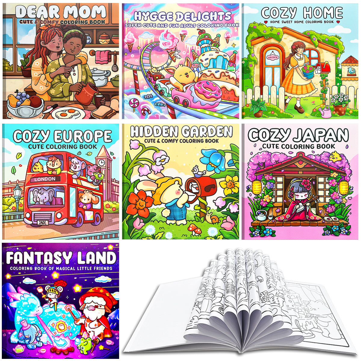 A Collection of Best Selling Adult Coloring Books, Covering Diverse Themes for Stress Relief