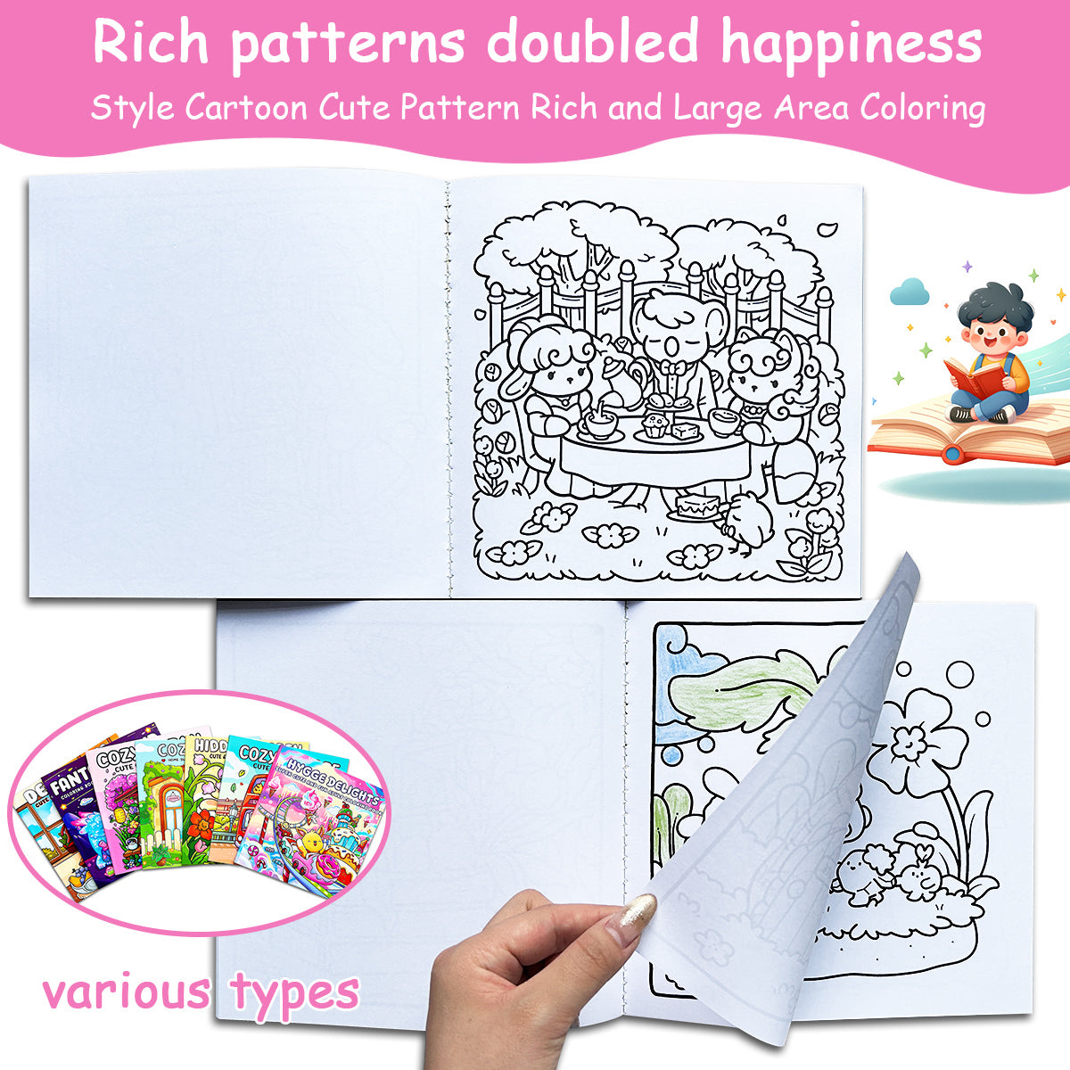 A Collection of Best Selling Adult Coloring Books, Covering Diverse Themes for Stress Relief