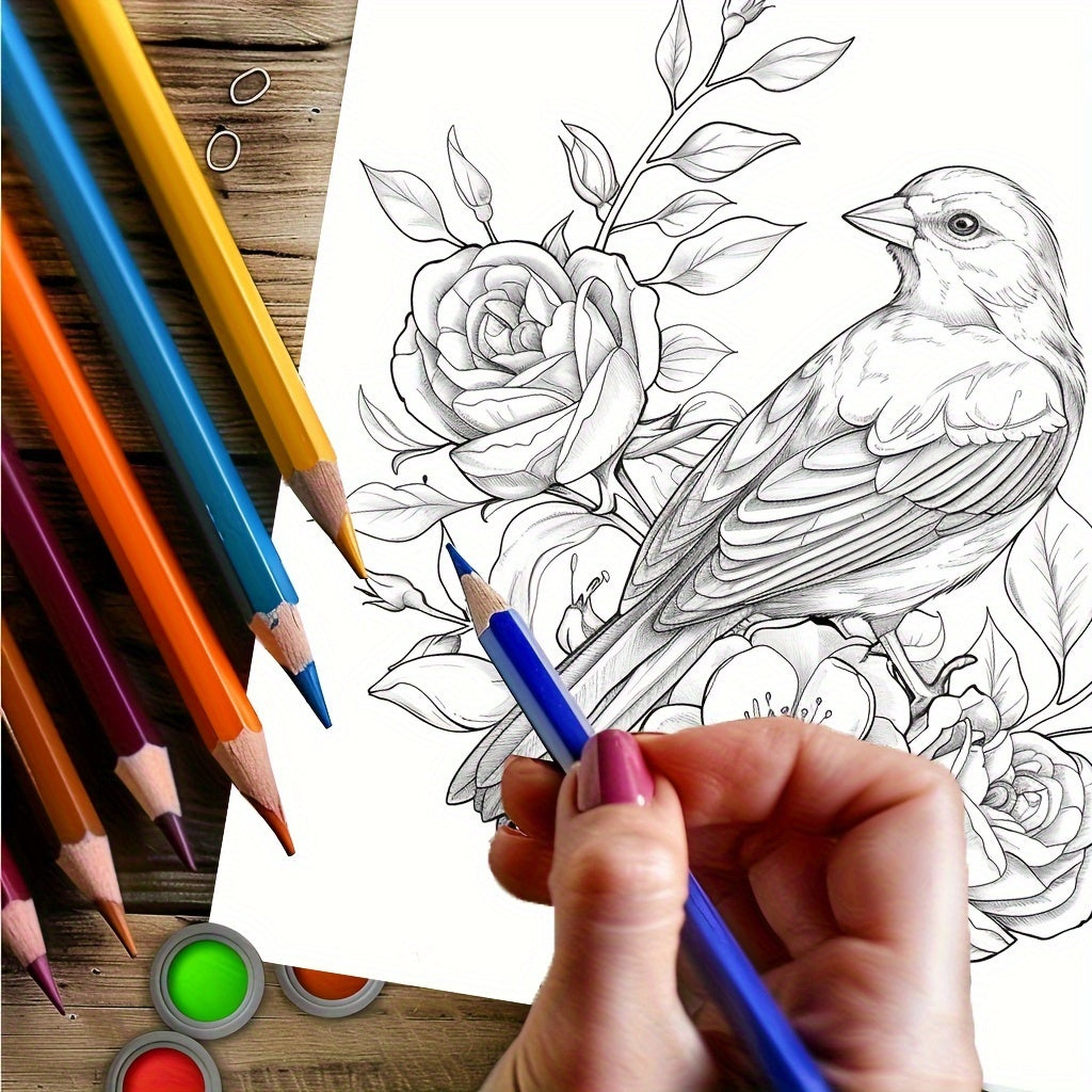 Charming Birds World Coloring Book, for Soothing Stress and Relaxation, a Stress Reduction Colouring Book for Gifting