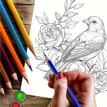 Charming Birds World Coloring Book, for Soothing Stress and Relaxation, a Stress Reduction Colouring Book for Gifting