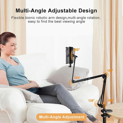 Adjustable Tablet Holder with 360 Degree Rotating Arm for Bed and Desk