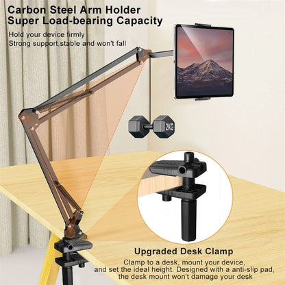 Adjustable Tablet Holder with 360 Degree Rotating Arm for Bed and Desk