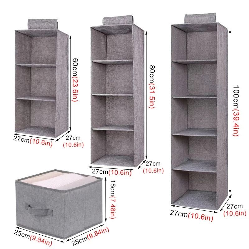 Collapsible Hanging Wardrobe Organizer with Drawer Compartments