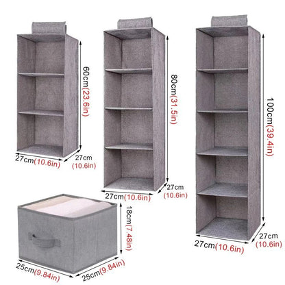 Collapsible Hanging Wardrobe Organizer with Drawer Compartments