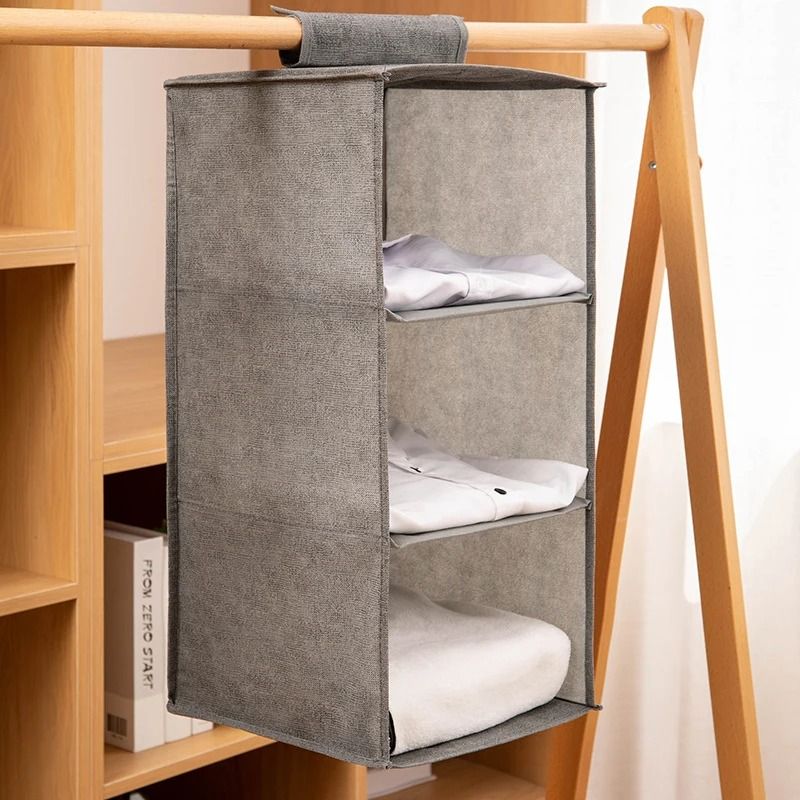 Collapsible Hanging Wardrobe Organizer with Drawer Compartments