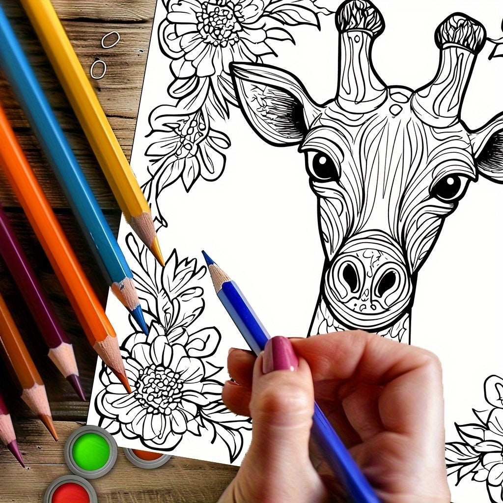 Animals Coloring Book for Adults, Stress Relief and Mood Reduction, Valentines Gift Idea