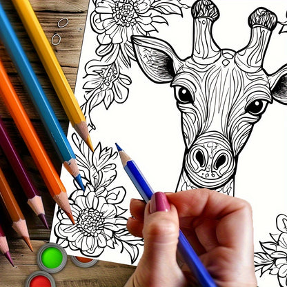 Animals Coloring Book for Adults, Stress Relief and Mood Reduction, Valentines Gift Idea