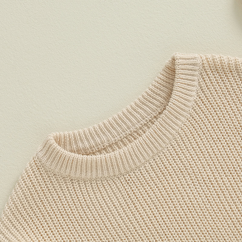 Sweaters, Chunky Knit Ribbed Tops, Solid Color Long Sleeve Round Neck, Autumn Winter Fashion