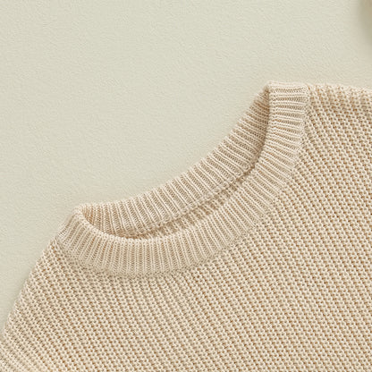 Sweaters, Chunky Knit Ribbed Tops, Solid Color Long Sleeve Round Neck, Autumn Winter Fashion