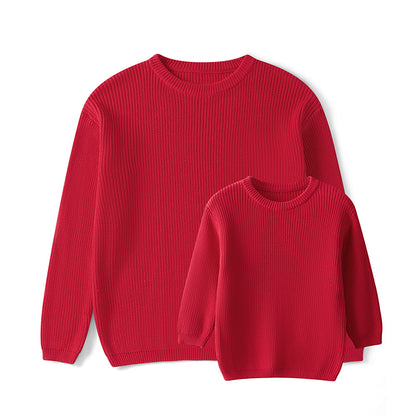 Sweaters, Chunky Knit Ribbed Tops, Solid Color Long Sleeve Round Neck, Autumn Winter Fashion