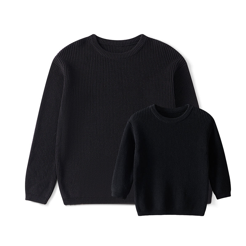 Sweaters, Chunky Knit Ribbed Tops, Solid Color Long Sleeve Round Neck, Autumn Winter Fashion
