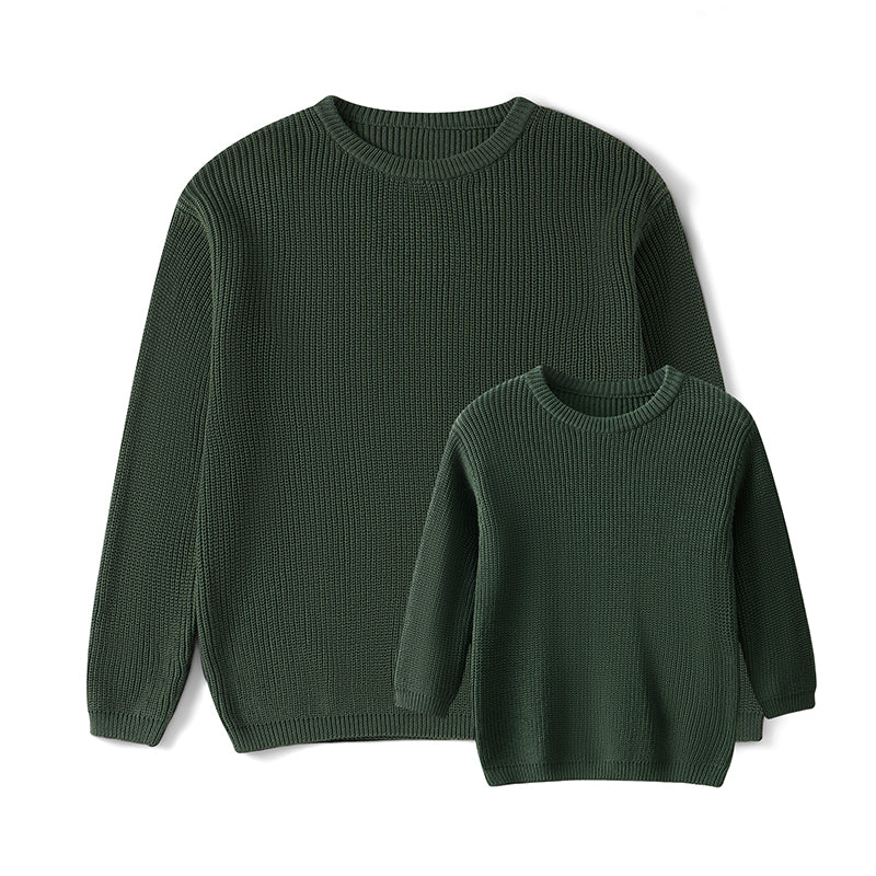 Sweaters, Chunky Knit Ribbed Tops, Solid Color Long Sleeve Round Neck, Autumn Winter Fashion