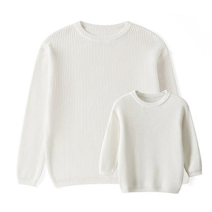 Sweaters, Chunky Knit Ribbed Tops, Solid Color Long Sleeve Round Neck, Autumn Winter Fashion