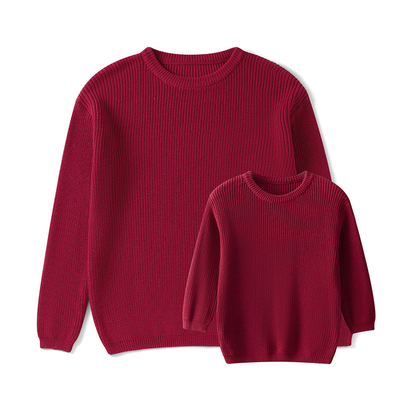 Sweaters, Chunky Knit Ribbed Tops, Solid Color Long Sleeve Round Neck, Autumn Winter Fashion