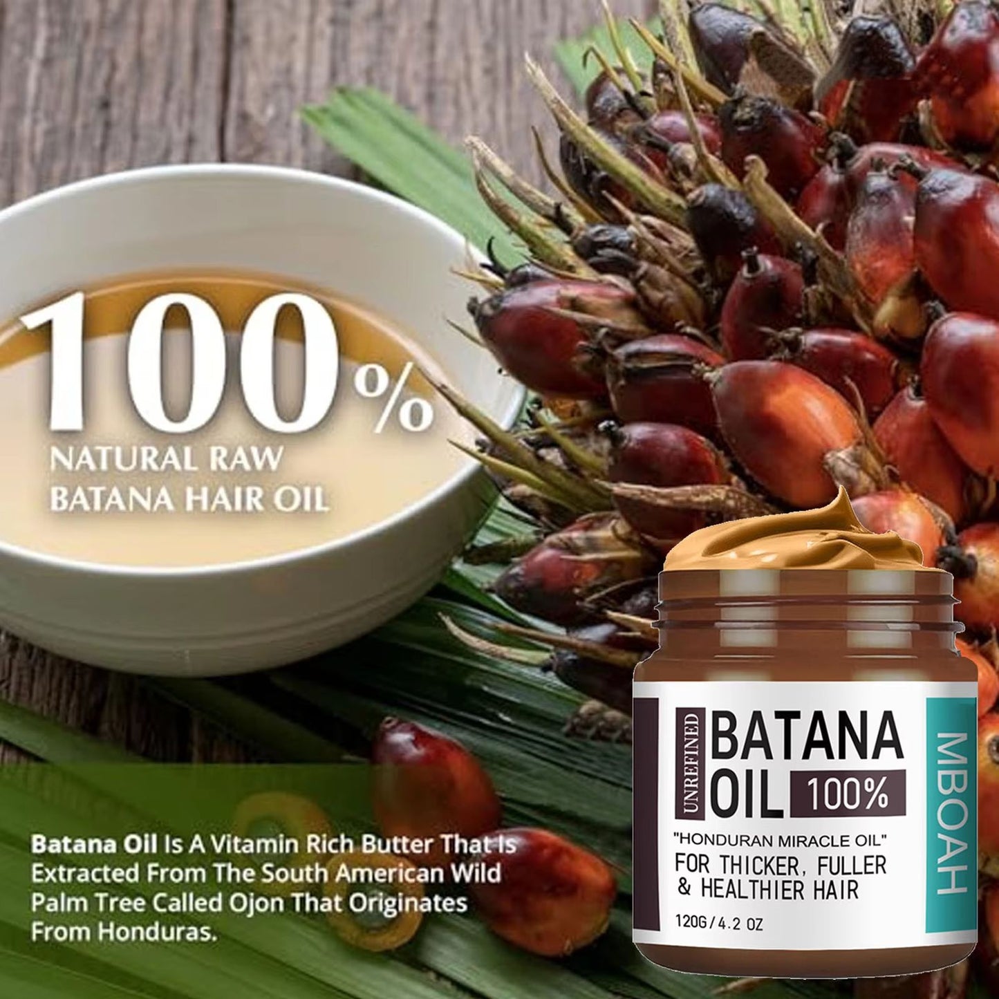 100% Batana Hair Oil – Thicker, Fuller, Healthier Hair & Silky Hair Nutrition for Hairs