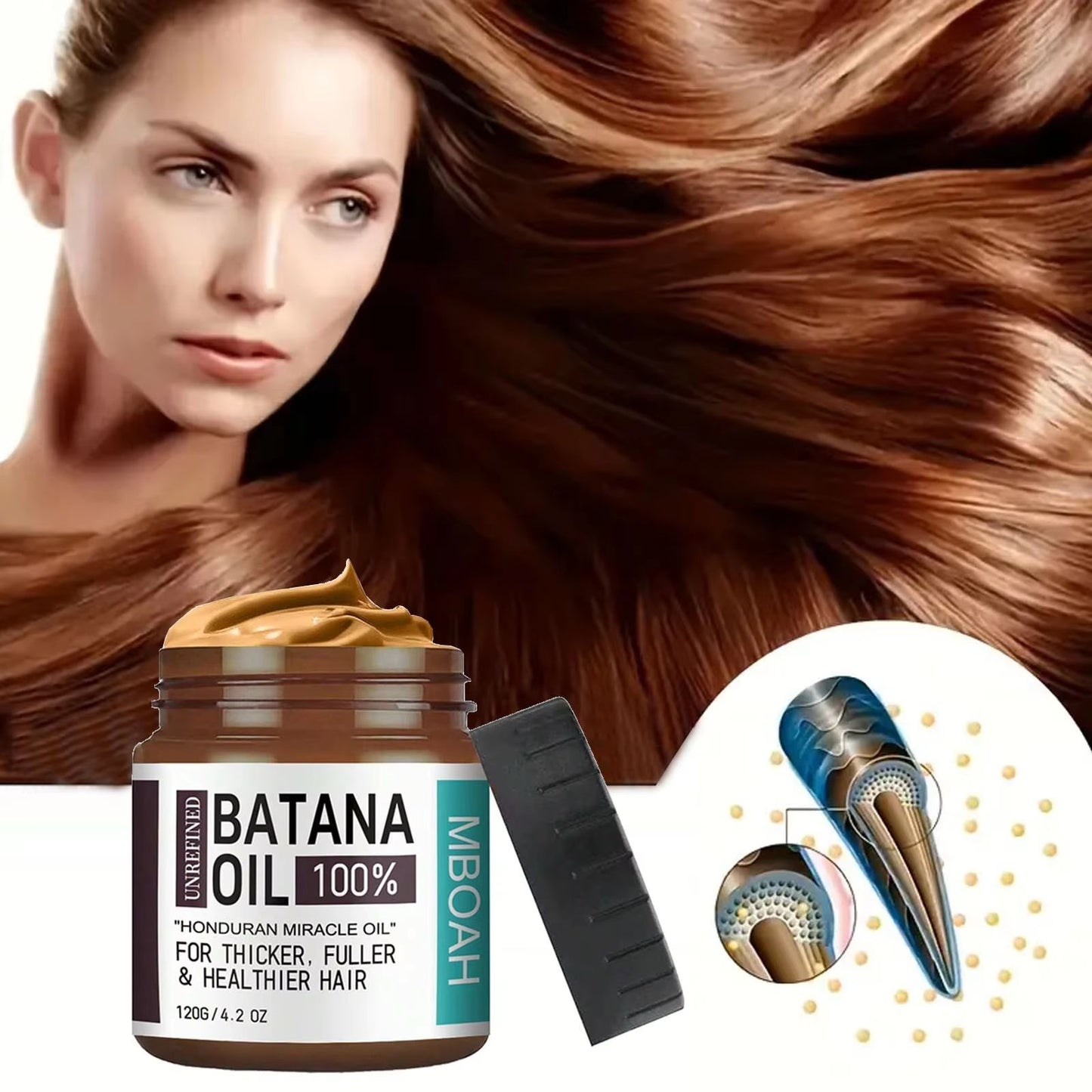 100% Batana Hair Oil – Thicker, Fuller, Healthier Hair & Silky Hair Nutrition for Hairs