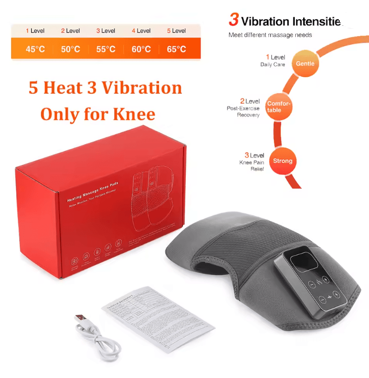 ThermaFlex Heated Vibrating Knee Pad with Infrared Therapy and USB Power